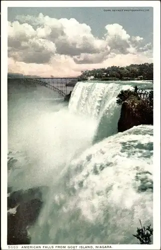 Ak Niagara New York USA, American Falls von Goat Island