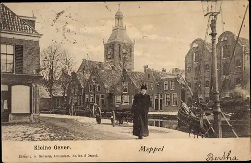 Ak Meppel Drenthe Niederlande, Kleine Oever, Winter