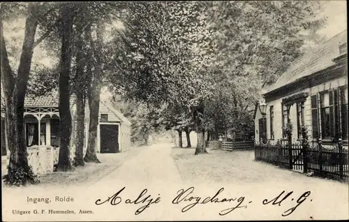 Ak Rolde Drenthe Niederlande, Ortseingang, Straße