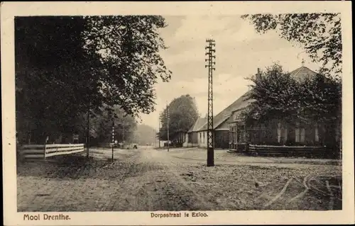 Ak Exloo Drenthe Niederlande, Dorfstraße