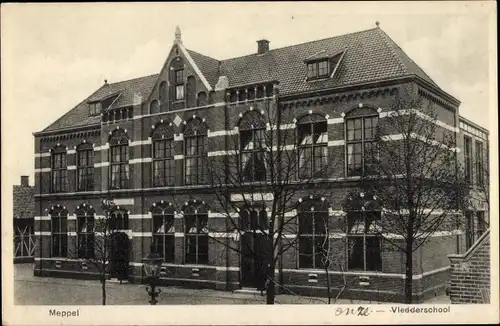 Ak Meppel Drenthe Niederlande, Vledder-Schule