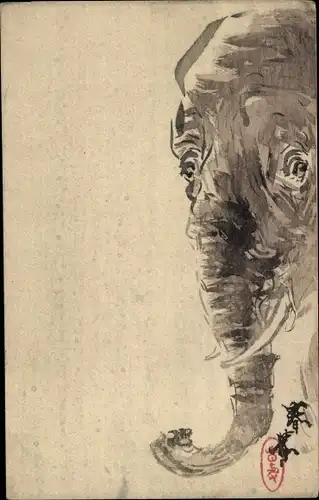 Künstler Ak Elefant, japanischer Künstler