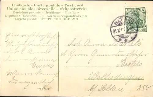 Ak Glückwunsch Neujahr, Reichsbanknote Eintausend Mark, Rosen, Engel