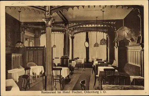 Ak Eversten Oldenburg in Oldenburg, Hotel Fischer, Innenansicht, Restaurant