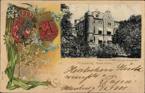 Präge Wappen Ak Oldenburg im Großherzogtum Oldenburg, Neues Palais