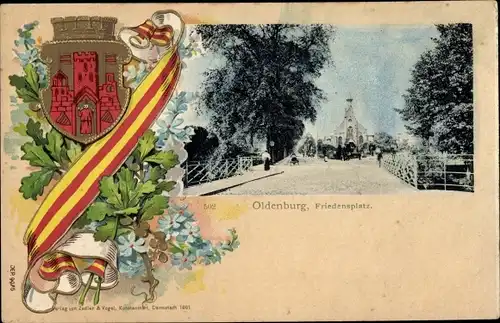 Präge Wappen Ak Oldenburg im Großherzogtum Oldenburg, Friedensplatz