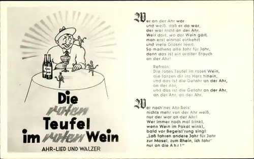 Lied Ak Die roten Teufel im roten Wein, Ahr-Lied und Walzer, Jupp Schmitz, Hans Jonen