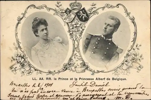 Ak Albert I, König von Belgien, Elisabeth Gabriele in Bayern, Portrait