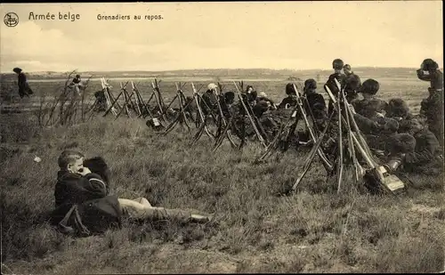 AK Belgische Armee, Grenadiere im Ruhezustand