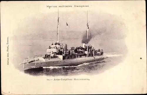 Ak Französisches Kriegsschiff, Hallebarde, Aviso Torpilleur, Marine Militaire Francaise