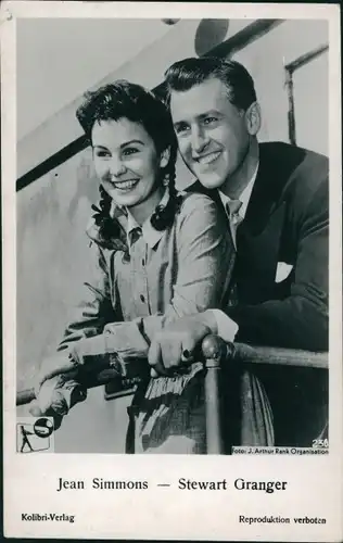 Ak Schauspielerin Jean Simmons, Schauspieler Stewart Granger, Portrait