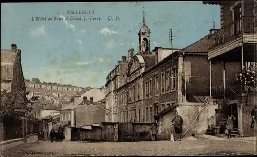 Ak Villerupt Meurthe et Moselle, L’Hotel de Ville und Ecoles J. Ferry