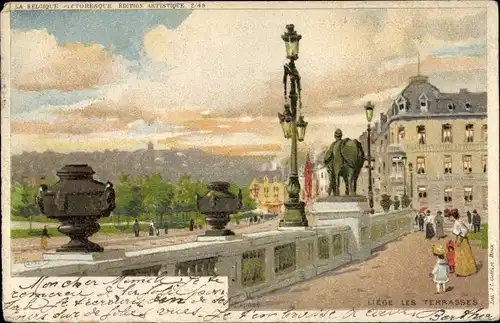 Künstler Litho Ranot, F., Lüttich Lüttich Wallonien, Les Terrasses