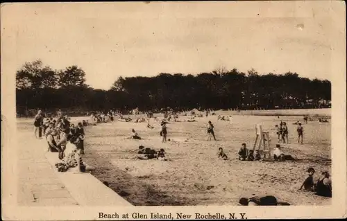 Ak New Rochelle New York, Beach at Glen Island