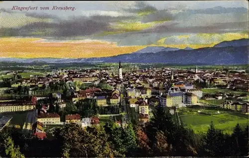 Ak Klagenfurt am Wörthersee Kärnten, Panorama vom Kreuzberg gesehen