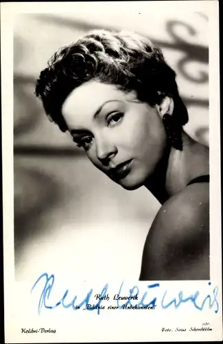 Ak Schauspielerin Ruth Leuwerik, Portrait, Autogramm