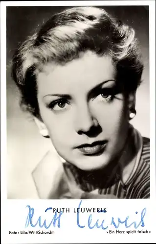 Ak Schauspielerin Ruth Leuwerik, Portrait, Autogramm