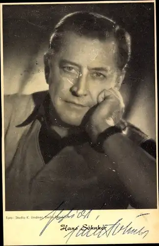 Ak Schauspieler Hans Söhnker, Portrait, Autogramm