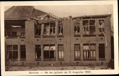 Ak Borculo Berkelland Gelderland Niederlande, Nach dem Zyklon 1925, zerstörte Schule