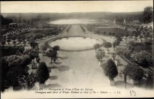 Ak Versailles Yvelines, Orangerie und Stück Wasser der Schweizer