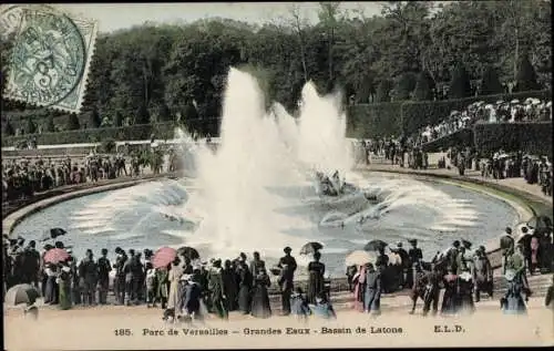 Ak Versailles Yvelines, Park, Springbrunnenshow, Latona-Brunnen