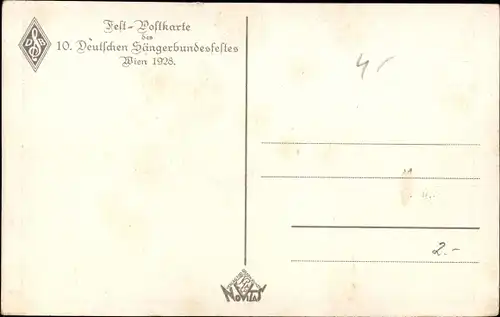 Wappen Ak Wien, Komponist Franz Schubert, 10. Deutsches Sängerbundesfest 1928