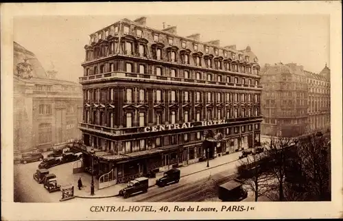 Ak Paris Louvre, Central Hotel, 40 Rue du Louvre
