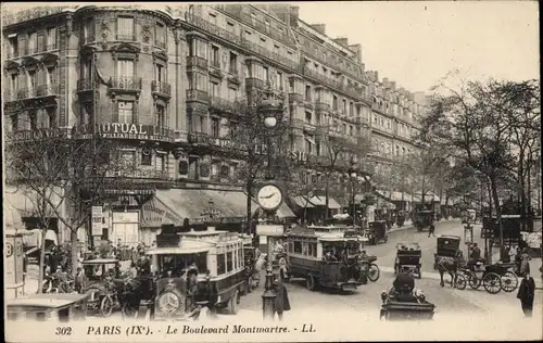 Ak Paris IX, Boulevard Montmartre, Mercedes Bus