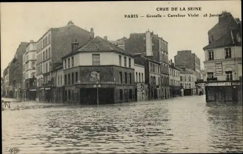 Ak Paris XV, Grenelle, La Grande Crue de la Seine 28 Janvier 1910