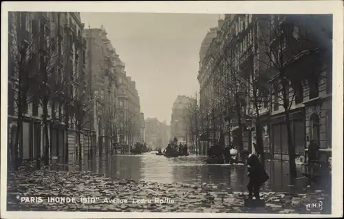 Ak Paris XII Reuilly, Avenue Ledru Rollin, Die Seine-Überschwemmung von 1910