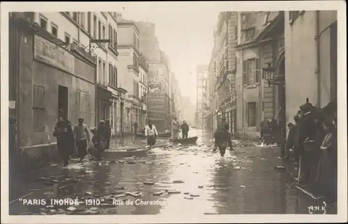 Ak Paris XII Reuilly, Rue de Charenton, Die Seine-Überschwemmung von 1910