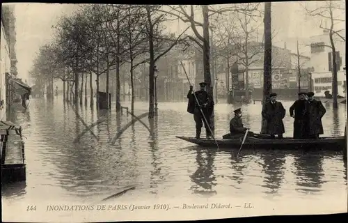 Ak Paris XII Reuilly, Boulevard Diderot, Die Seine-Überschwemmung von 1910