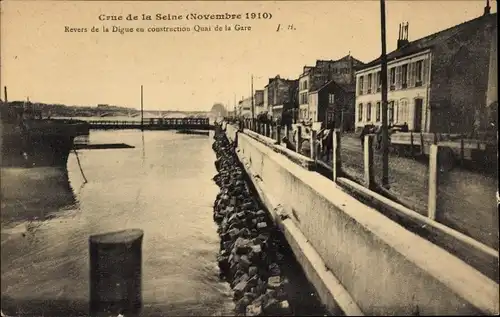 Ak Paris XIII, Quai de la Gare, Überschwemmung der Seine, November 1910