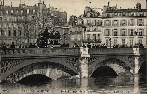 Ak Paris-V, Pont de la Tournelle, Die große Seineflut am 27. Januar 1910