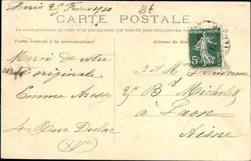 Postkarte Paris VI, Rue de Seine, Die große Seineflut Januar 1910