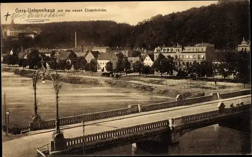 Ak Untermhaus Gera in Thüringen, neue Elisenbrücke, Schloss Osterstein