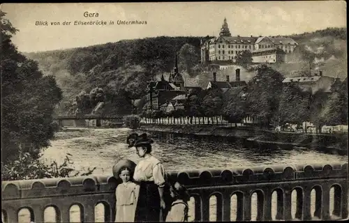 Ak Untermhaus Gera in Thüringen, Elisenbrücke, Schloss Osterstein