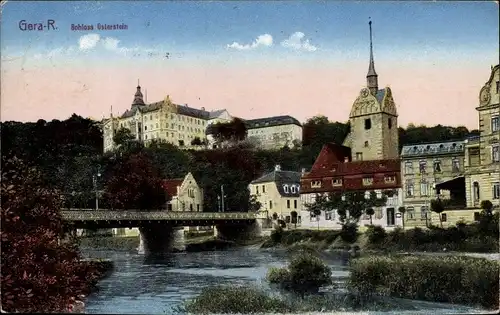 Ak Untermhaus Gera in Thüringen, Schloss Osterstein, Brücke, Kirche