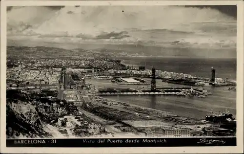 Ak Barcelona Katalonien Spanien, Vista del Puerto desde Montjuich