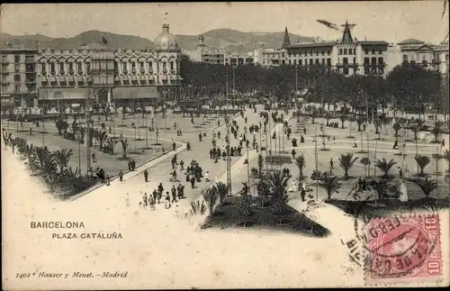 Ak Barcelona Katalonien Spanien, Plaza Cataluna