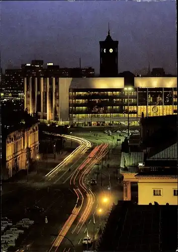 Ak Berlin Mitte, Palast der Republik, Nachtbeleuchtung, Rathaus