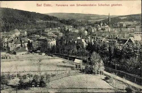 Ak Bad Elster im Vogtland, Panorama vom Schwesternheim Schorbus gesehen