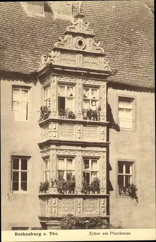 Ak Rothenburg ob der Tauber Mittelfranken, Erker am Pfarrhaus