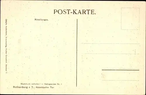 Ak Rothenburg ob der Tauber Mittelfranken, Koboldzellertor, Frau mit Handkarren