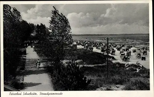 Ak Ostseebad Scharbeutz in Holstein, Strandpromenade, Strand, Strandkörbe