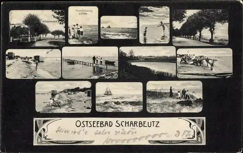 Ak Ostseebad Scharbeutz in Holstein, Möwenfütterung, Steg, Brandung, Strand