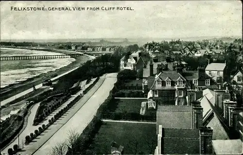 Ak Felixstowe Suffolk England, Gesamtansicht vom Cliff Hotel
