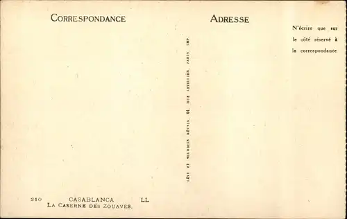 Ak Casablanca, Marokko, Zuaven-Kaserne