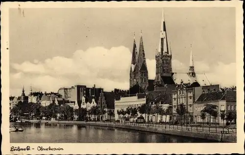 Ak Lübeck, Obertrave, Sankt Petri Kirche