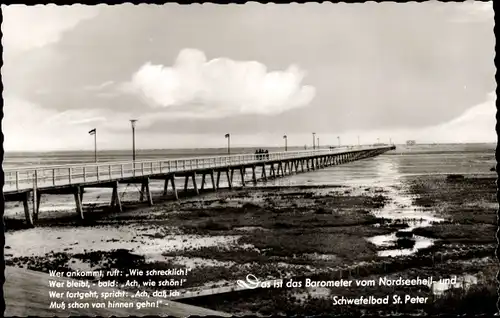 Ak Nordseebad Sankt Peter Ording, Seebrücke, Gedicht